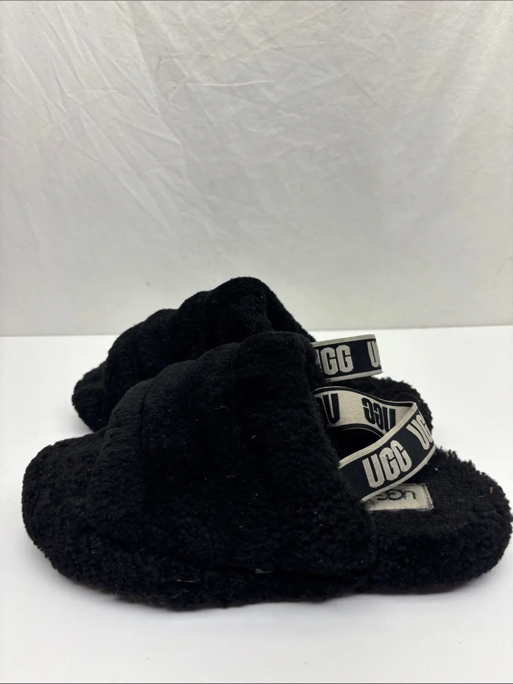 UGG Kids Black Fuzzy Slide Sandals, SZ 13 for little girl, box 12